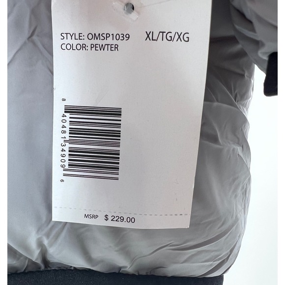 Spyder Puffer Jacket Hooded Full Zip Mens XL Gray Black Sherpa Lined - Picture 7 of 9